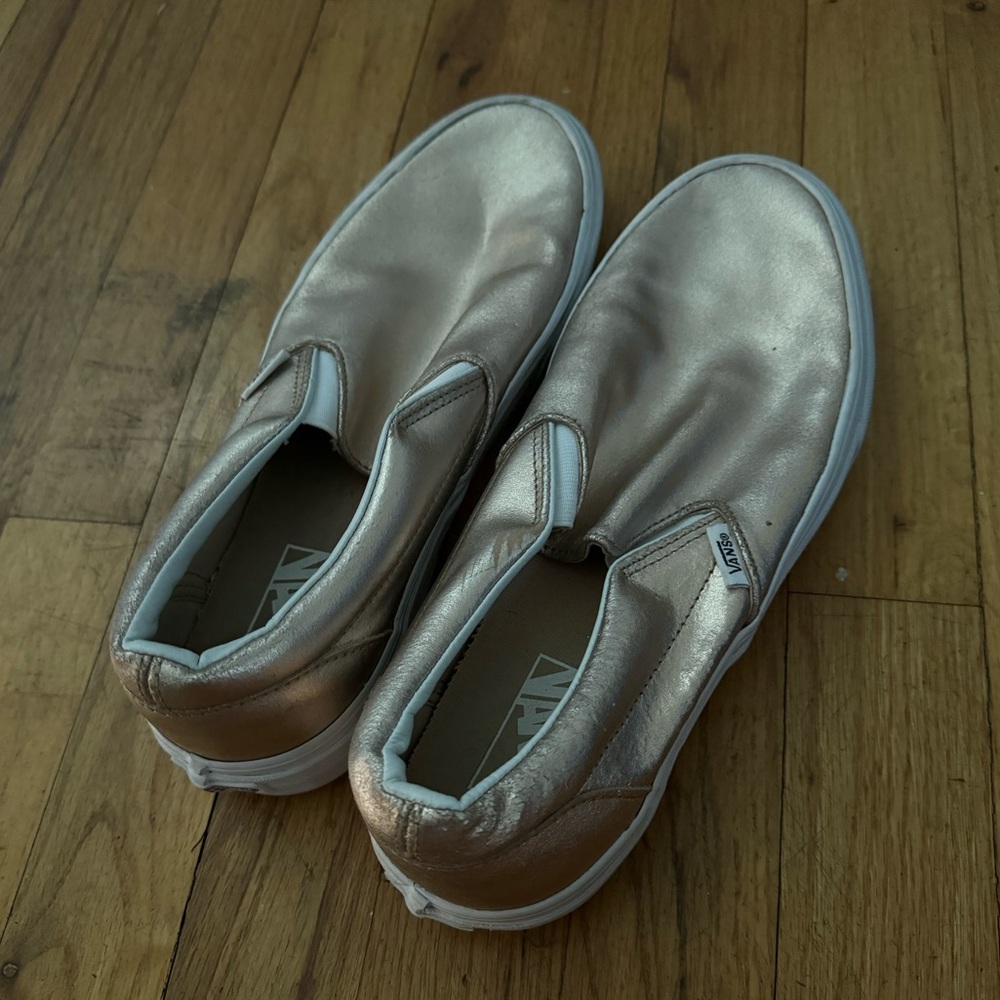 Women’s size 10 rose gold slip on vans